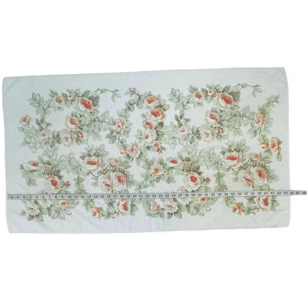 Martex‎ Floral Bath Towel Fringe MCM JC Penneys Cotton Blend 44Lx25W USA-Made
